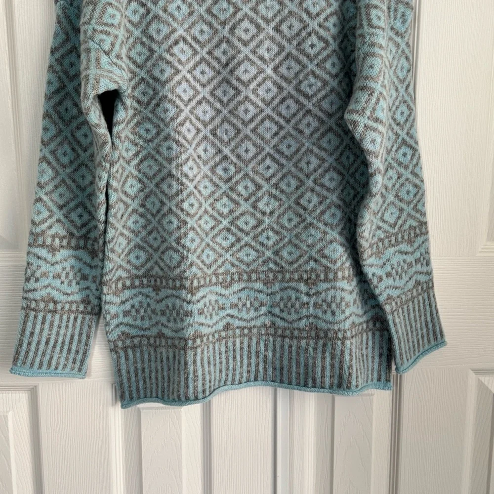 Sundance Wool Blend Blue and Gray Cowl Neck Sweater Size S